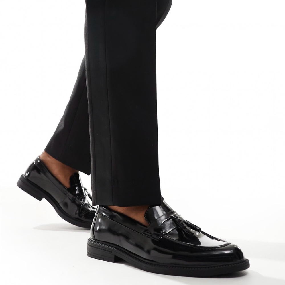 ASOS Glossy Black Tassel Loafers